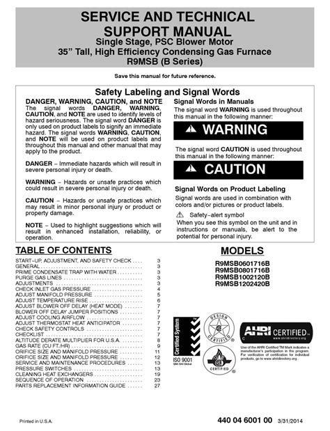 International comfort products manuals - may result in minor personal injury or product or property damage. NOTE − Used to highlight suggestions which will result in enhanced installation, reliability, or operation. Signal Words in Manuals The signal word WARNING is used throughout this manual in the following manner: The signal word CAUTION is used …